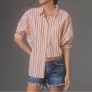 anthropologie Pilcro Painter Buttondown
Shirt Striped Pink and White Women's Top